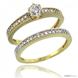 14k Gold 2-Pc. Diamond Engagement Ring Set w/ 0.50 Carat Brilliant Cut Diamonds, 1/8 in. (3mm) wide