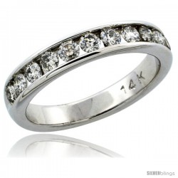 14k White Gold 11-Stone Ladies' Diamond Ring Band w/ 0.81 Carat Brilliant Cut Diamonds, 5/32 in. (4mm) wide