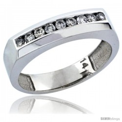 14k White Gold 9-Stone Ladies' Diamond Ring Band w/ 0.24 Carat Brilliant Cut Diamonds, 3/16 in. (5mm) wide