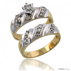 14k Gold 2-Piece Diamond Engagement Ring Set w/ Rhodium Accent, w/ 0.32 Carat Brilliant Cut Diamonds, 1/4 in. (6mm) wide