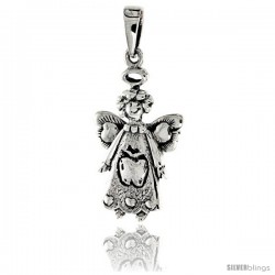 Sterling Silver Happy Apple Fairy Pendant, 1 in tall