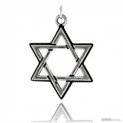 Sterling Silver Star of David Pendant, 1 1/8 in tall -Style Pa1969