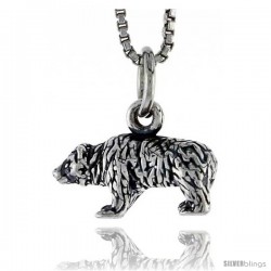 Sterling Silver Bear Pendant, 1/2 in wide -Style Pa1462