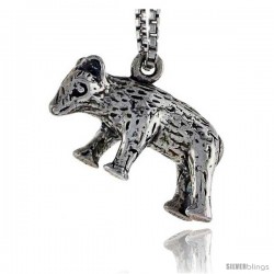 Sterling Silver Bear Pendant, 3/4 in wide