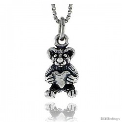 Sterling Silver Teddy Bear Pendant, 1/2 in tall