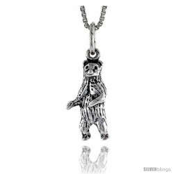 Sterling Silver Standing Bear Pendant, 3/4 in tall