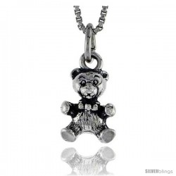 Sterling Silver Teddy Bear Pendant, 1/2 in tall -Style Pa1468