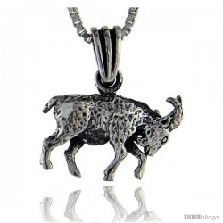 Sterling Silver Goat Pendant, 7/8 in tall