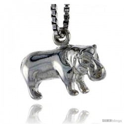 Sterling Silver Hippopotamus Pendant, 5/8 in wide