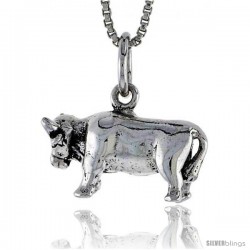 Sterling Silver Cow Pendant, 3/4 in wide