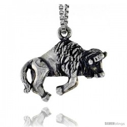 Sterling Silver Buffalo Pendant, 3/4 in wide