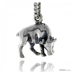 Sterling Silver Bull Pendant, 1/2 in wide