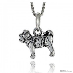 Sterling Silver Bulldog Pendant, 1/2" wide