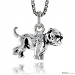 Sterling Silver Boxer Dog Pendant, 1/2 in wide