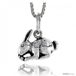 Sterling Silver Rabbit Pendant, 1/2 in wide