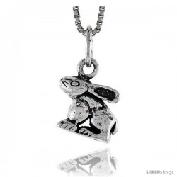 Sterling Silver Rabbit Pendant, 3/8 in tall