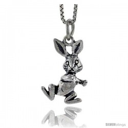 Sterling Silver Bunny Pendant, 3/4 in tall