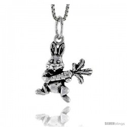 Sterling Silver Rabbit with Carrot Pendant, 3/4 in tall