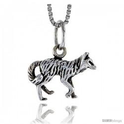 Sterling Silver Fox Pendant, 5/8 in wide