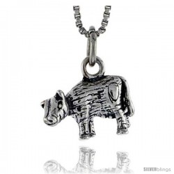 Sterling Silver Cow Pendant, 1/2 in wide