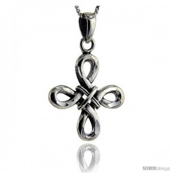 Sterling Silver Celtic Everlasting cross Pendant, 1 1/8 in long