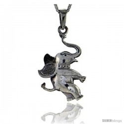 Sterling Silver Circus Elephant Pendant, 1 in tall