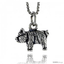 Sterling Silver Pig Pendant, 1/2 in wide