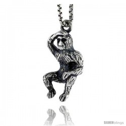 Sterling Silver Ape Pendant, 3/4 in tall