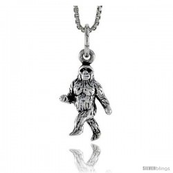 Sterling Silver Gorilla Pendant, 5/8 in tall