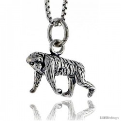 Sterling Silver chimpanzee Pendant, 5/8 in wide