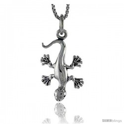 Sterling Silver Gecko Lizard Pendant, 3/4 in tall