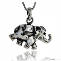 Sterling Silver Circus Elephant Pendant, 1 1/16 in tall