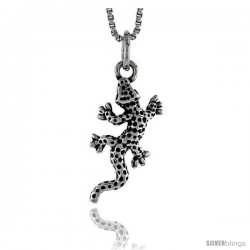 Sterling Silver Salamander Pendant, 3/4 in tall