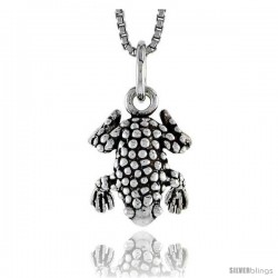 Sterling Silver Spotted Frog Pendant, 1/2 in tall