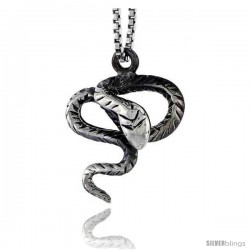 Sterling Silver Forest Cobra Pendant, 3/4 in tall