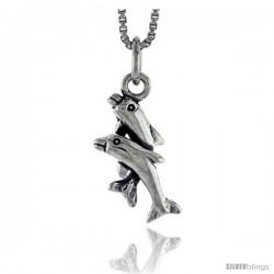 Sterling Silver Double Dolphin Pendant, 3/4 in tall -Style Pa1518