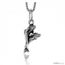 Sterling Silver Double Dolphin Pendant, 5/8 in tall -Style Pa1519