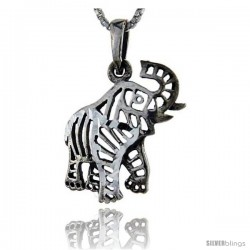 Sterling Silver Filigree Elephant Pendant, 1 1/4 in tall