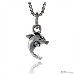 Sterling Silver Jumping Dolphin Pendant, 5/16 in tall