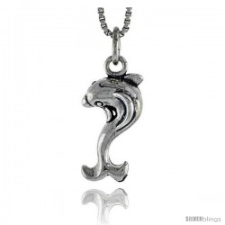 Sterling Silver Dolphin Pendant, 3/4 in tall -Style Pa1522