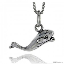 Sterling Silver Whale Shark Pendant, 1/4 in tall
