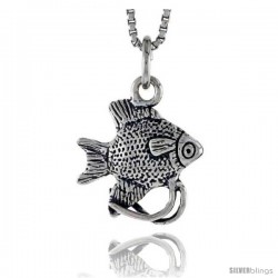 Sterling Silver Angelfish Pendant, 1/2 in tall