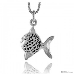 Sterling Silver Fish Pendant, 5/8 in tall