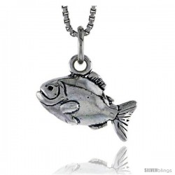 Sterling Silver Piranha Pendant, 3/8 in tall