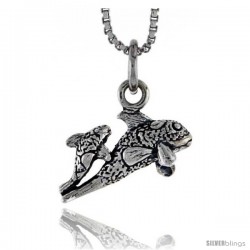 Sterling Silver Mother & Baby Fish Pendant, 3/8 in tall