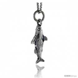 Sterling Silver Trout Fish Pendant, 3/4 in tall