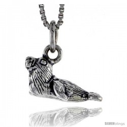 Sterling Silver Sea Lion Pendant, 5/8 in wide