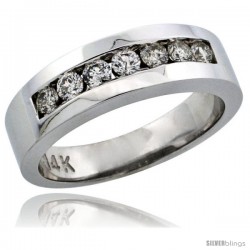 14k White Gold 7-Stone Ladies' Diamond Ring Band w/ 0.32 Carat Brilliant Cut Diamonds, 7/32 in. (5.5mm) wide