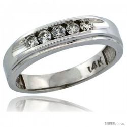 14k White Gold 5-Stone Ladies' Diamond Ring Band w/ 0.21 Carat Brilliant Cut Diamonds, 3/16 in. (5mm) wide -Style 14w910lb