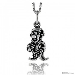 Sterling Silver Clown Pendant, 5/8 in tall